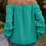 Ruched Off-Shoulder Long Sleeve Blouse