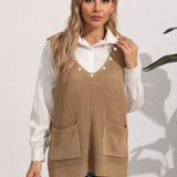 Slit V-Neck Sweater Vest