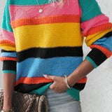 Contrast Round Neck Dropped Shoulder Sweater