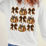 Pumpkin & Bow Graphic Long Sleeve Sweatshirt