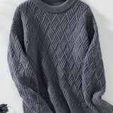 Round Neck Long Sleeve Woven Sweater