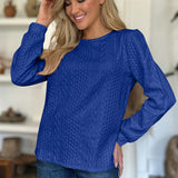 Textured Round Neck Long Sleeve Sweatshirt