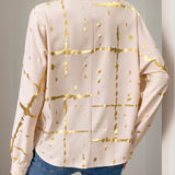 Perfee Printed Collared Neck Long Sleeve Shirt