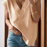 V-Neck Cap Sleeve Knit Vest