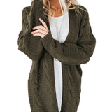 Cable-Knit Open Front Long Sleeve Cardigan