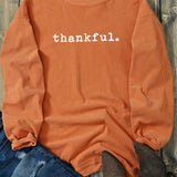 THANKFUL Round Neck Long Sleeve Sweatshirt
