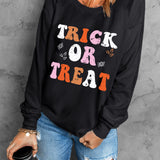 Letter Graphic Round Neck Long Sleeve Sweatshirt