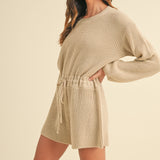 MABLE Round Neck Long Sleeve Sweater Romper