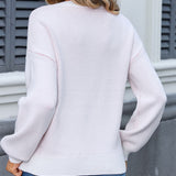 Bow Graphic Round Neck Long Sleeve Sweater