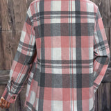 Pocketed Plaid Collared Neck Shacket