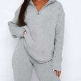 Quarter Zip Long Sleeve Top and Pants Set