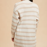 Annie Wear Checkered & Striped Open Front Long Sleeve Cardigan