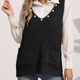 Slit V-Neck Sweater Vest