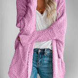 Double Take Pocketed Open Front Long Sleeve Cardigan