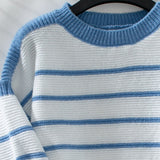 Striped Round Neck Long Sleeve Sweater