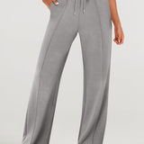 Full Size Round Neck Top and Drawstring Pants Set