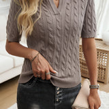 Cable-Knit Short Sleeve Sweater